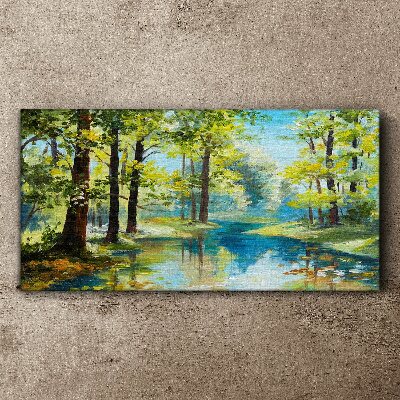 Tablou canvas Un peisaj de pădure liniștit lângă apă