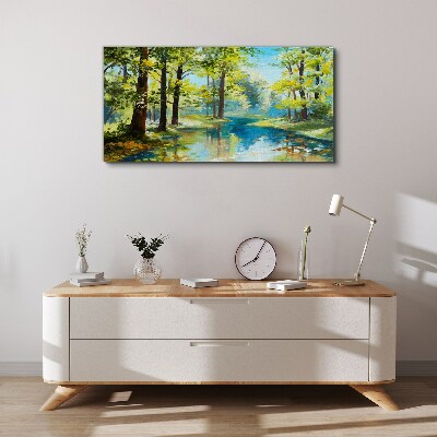 Tablou canvas pictură pădure râu natură