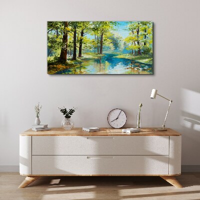 Tablou canvas Un peisaj de pădure liniștit lângă apă