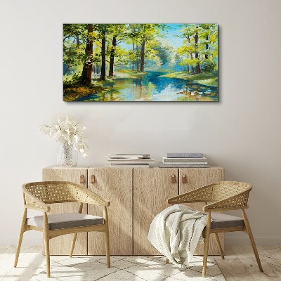 Tablou canvas Un peisaj de pădure liniștit lângă apă