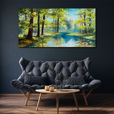 Tablou canvas Un peisaj de pădure liniștit lângă apă
