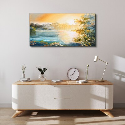 Tablou canvas Dimineața calmă lângă râu