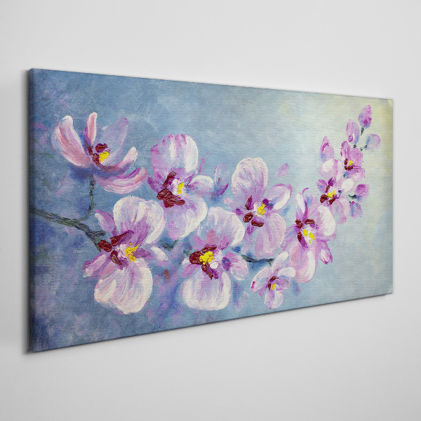 Tablou canvas Orhidee florale pe fundal albastru