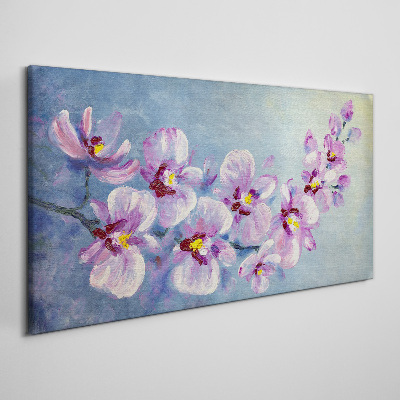 Tablou canvas Orhidee florale pe fundal albastru
