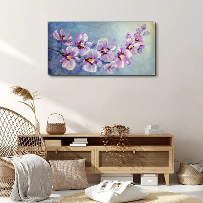 Tablou canvas Orhidee florale pe fundal albastru
