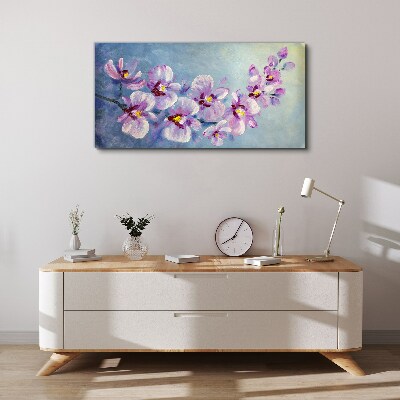 Tablou canvas Orhidee florale pe fundal albastru