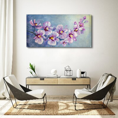 Tablou canvas Orhidee florale pe fundal albastru