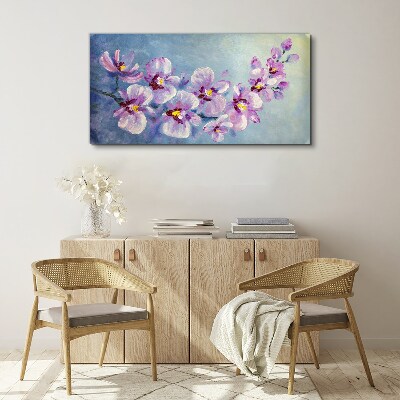 Tablou canvas Orhidee florale pe fundal albastru