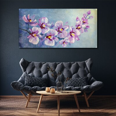 Tablou canvas Orhidee florale pe fundal albastru