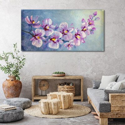 Tablou canvas Orhidee florale pe fundal albastru