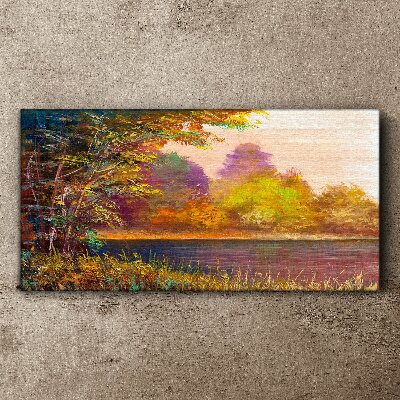 Tablou canvas Culori de toamnă lângă lac
