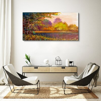 Tablou canvas Culori de toamnă lângă lac