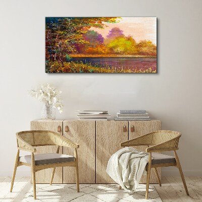 Tablou canvas Culori de toamnă lângă lac