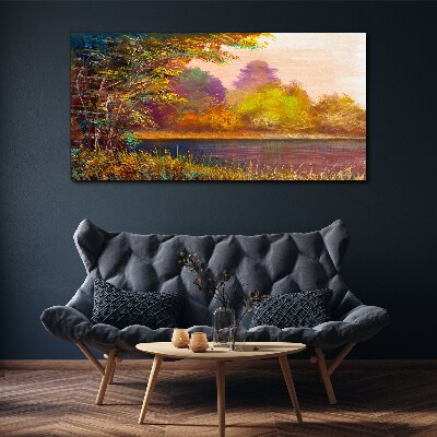 Tablou canvas Culori de toamnă lângă lac