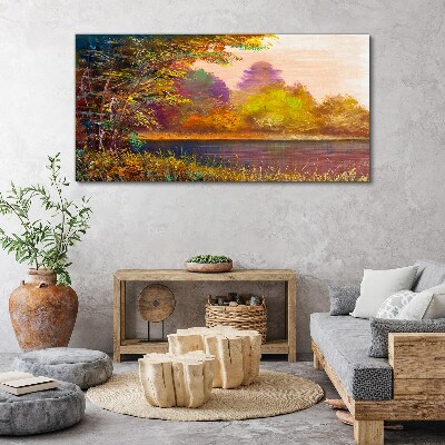 Tablou canvas Culori de toamnă lângă lac