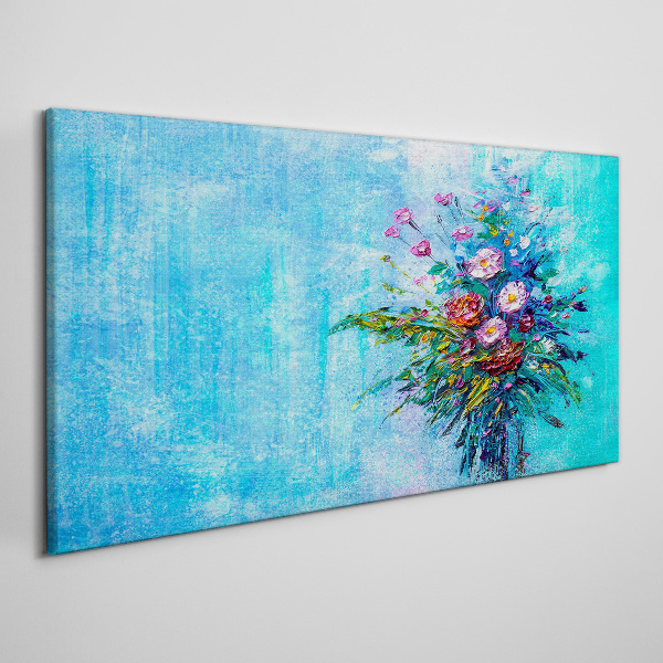 Tablou canvas Compoziție florală pe fond albastru
