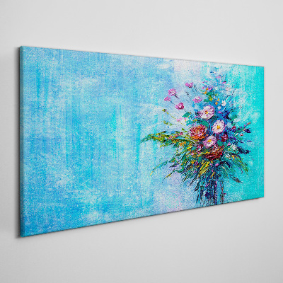 Tablou canvas Compoziție florală pe fond albastru