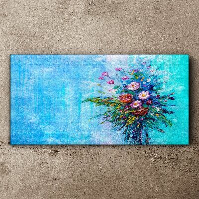 Tablou canvas Compoziție florală pe fond albastru