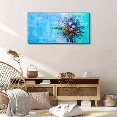 Tablou canvas Compoziție florală pe fond albastru