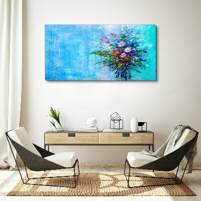 Tablou canvas Compoziție florală pe fond albastru