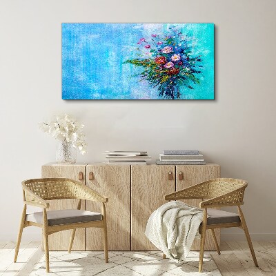 Tablou canvas Compoziție florală pe fond albastru