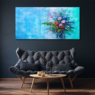 Tablou canvas Compoziție florală pe fond albastru