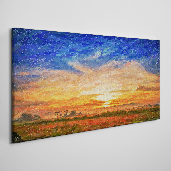 Tablou canvas Apus peste un peisaj rural
