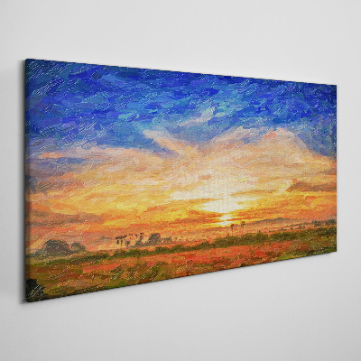Tablou canvas Apus peste un peisaj rural