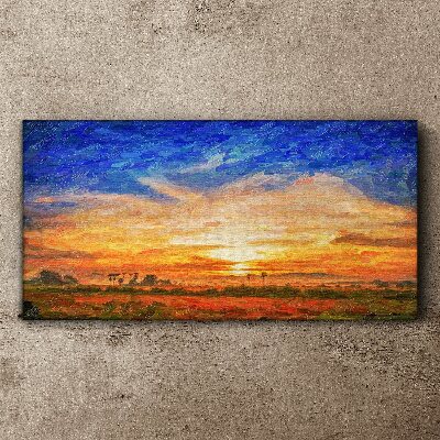 Tablou canvas Apus peste un peisaj rural