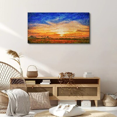 Tablou canvas Apus peste un peisaj rural