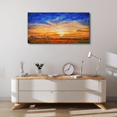 Tablou canvas Apus peste un peisaj rural