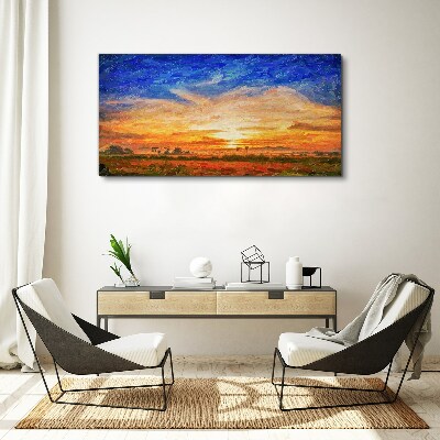 Tablou canvas Apus peste un peisaj rural