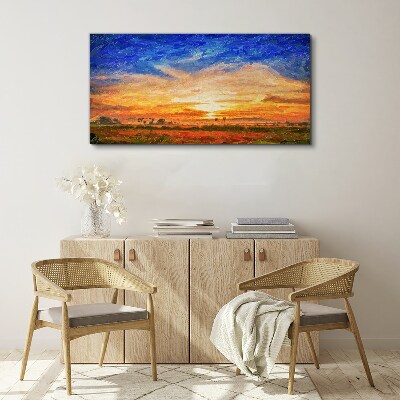 Tablou canvas Apus peste un peisaj rural