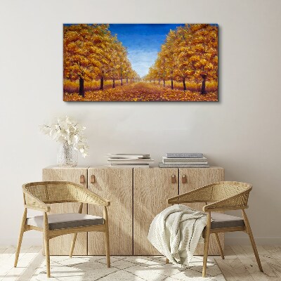 Tablou canvas Alei aurii în peisajul de toamnă