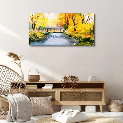 Tablou canvas pădure râu pod natura