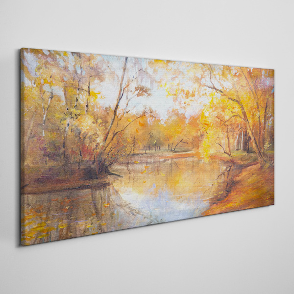 Tablou canvas Peisaj de toamnă lângă râu