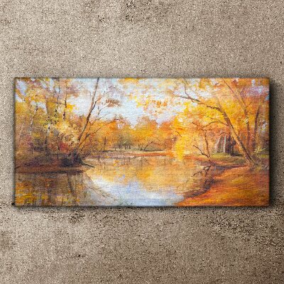 Tablou canvas Peisaj de toamnă lângă râu