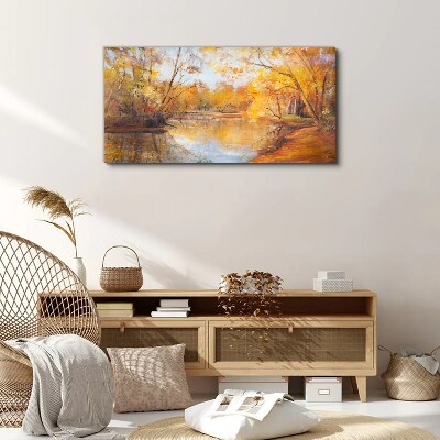 Tablou canvas Peisaj de toamnă lângă râu