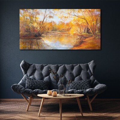 Tablou canvas Peisaj de toamnă lângă râu