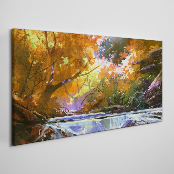 Tablou canvas Peisaj de toamnă lângă râu