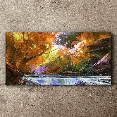Tablou canvas Peisaj de toamnă lângă râu