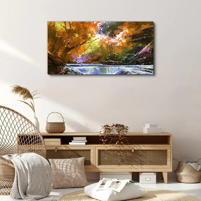 Tablou canvas Peisaj de toamnă lângă râu