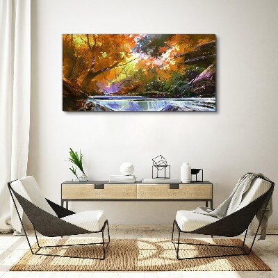 Tablou canvas Peisaj de toamnă lângă râu