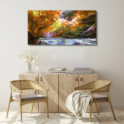 Tablou canvas Peisaj de toamnă lângă râu