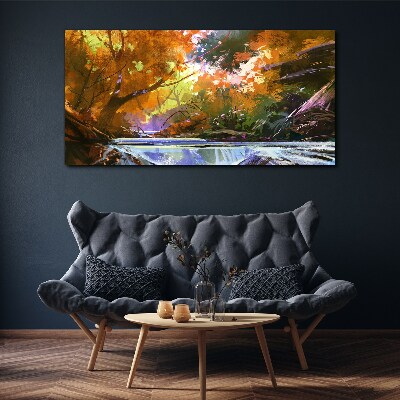 Tablou canvas Peisaj de toamnă lângă râu