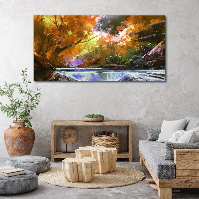 Tablou canvas Peisaj de toamnă lângă râu