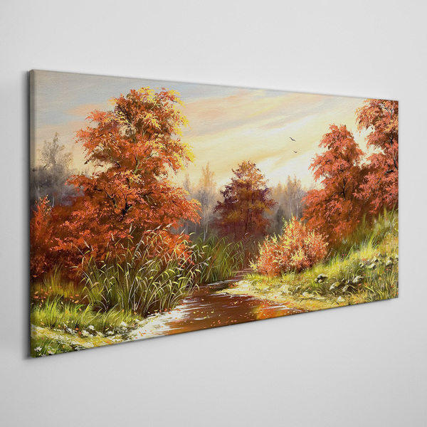 Tablou canvas Peisaj de toamnă cu un râu