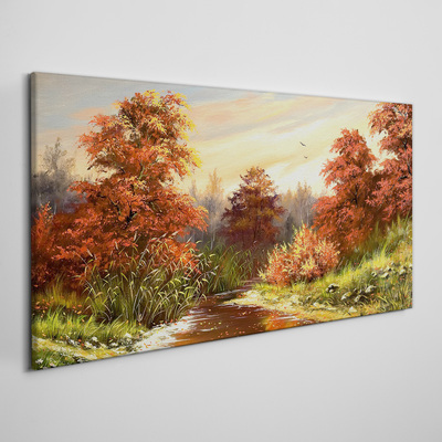 Tablou canvas Peisaj de toamnă cu un râu