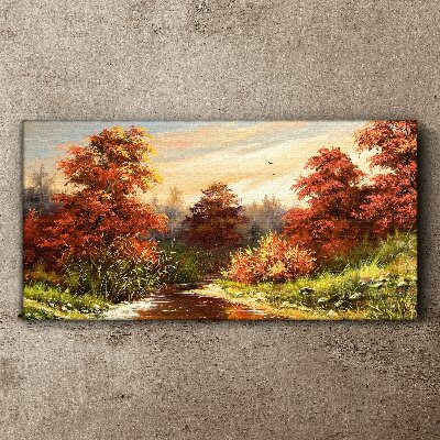 Tablou canvas Peisaj de toamnă cu un râu