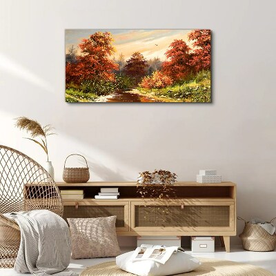 Tablou canvas Peisaj de toamnă cu un râu